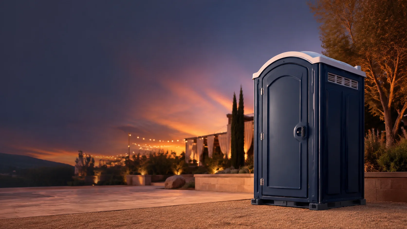 Portable restroom shown for rental planning in Clinton, UT